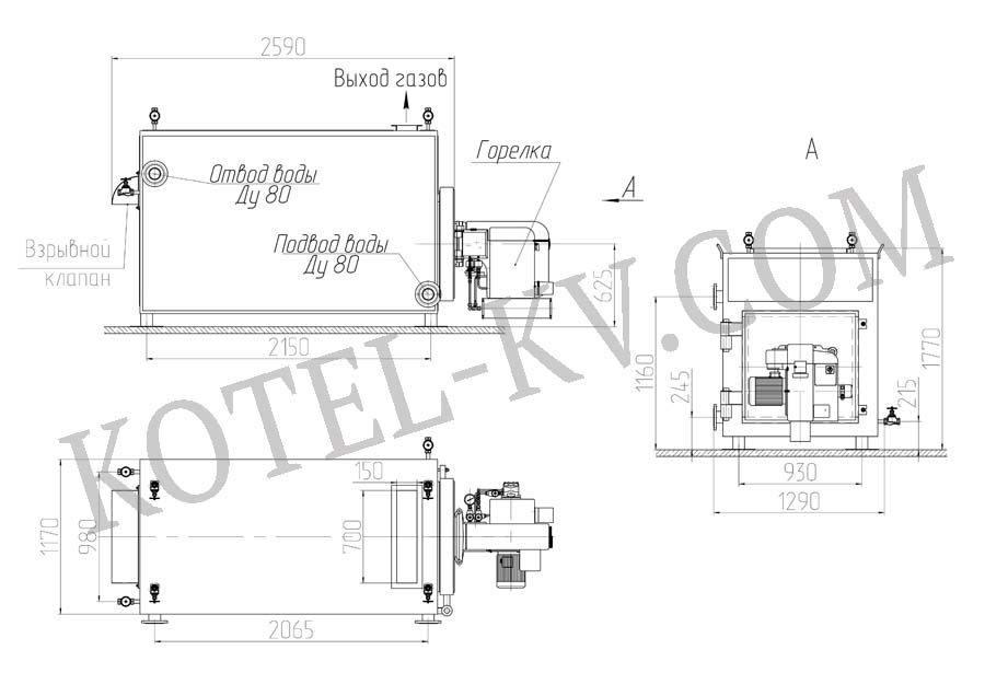 Котел 600 кВт дизельный. Схема