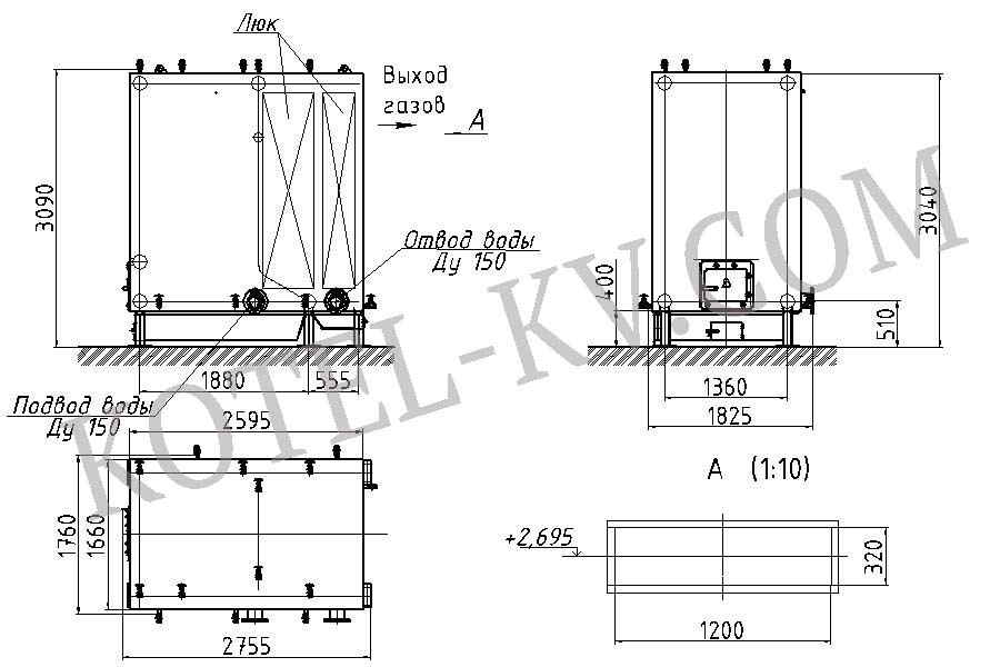 Котел 2000 КВт твердотопливный. Схема