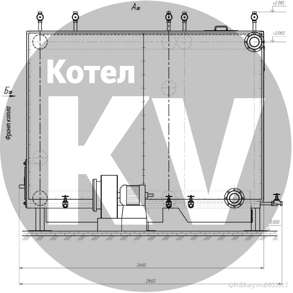 Чертеж котла 1 МВт безнакипного твердотопливного ручного