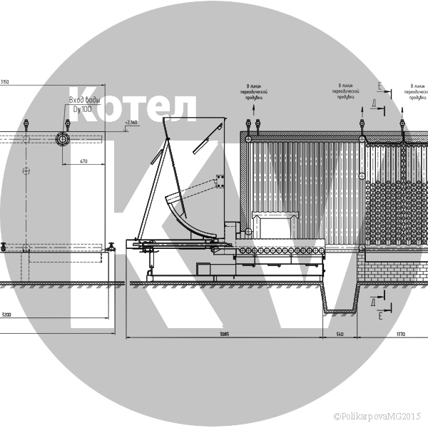 Чертеж котла 1,4 МВт с ТШПМ