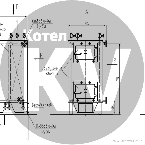 Чертеж котла 200 КВт на дровах