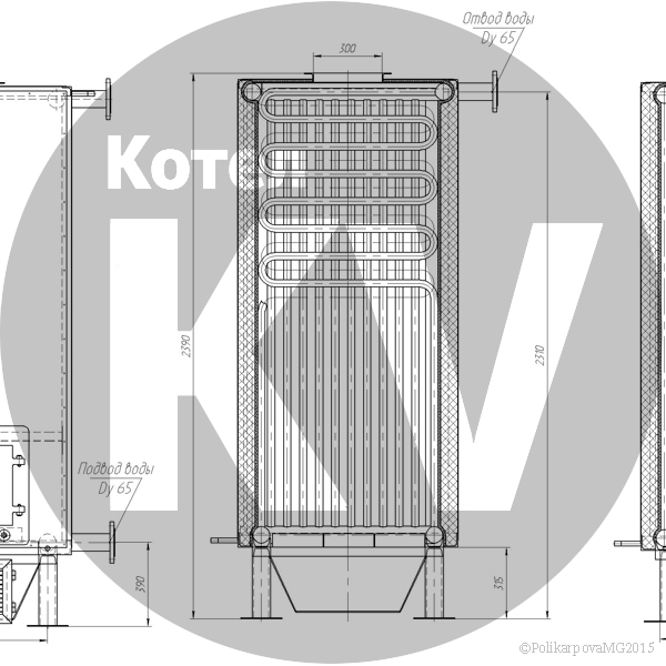 Чертеж котла 200 КВт угольного