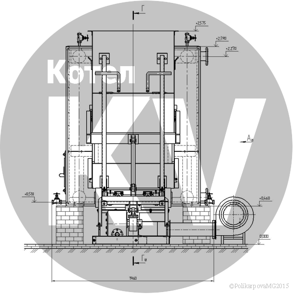 Чертеж котла 800 КВт безнакипного угольного механического
