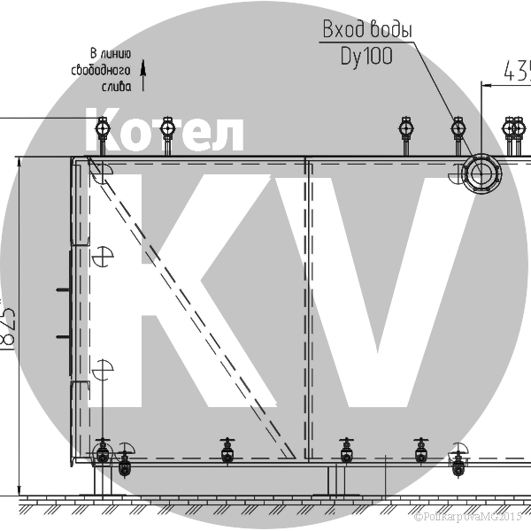 Чертеж котла 1,1 МВт Газового