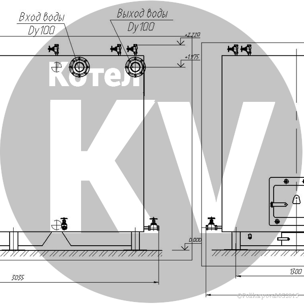 Чертеж котла 1,5 МВт твердотопливного