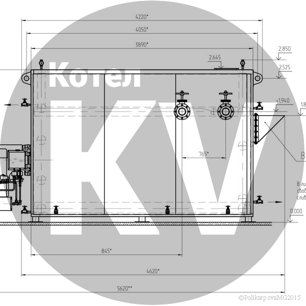 Чертеж котла 2 МВт Газового