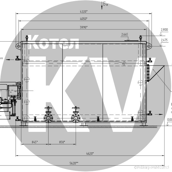 Чертеж котла 2,2 МВт Газового