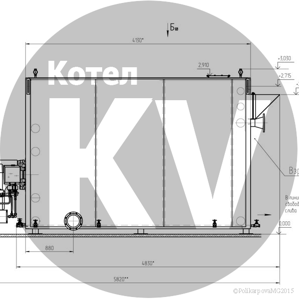 Чертеж котла 3 МВт Газового