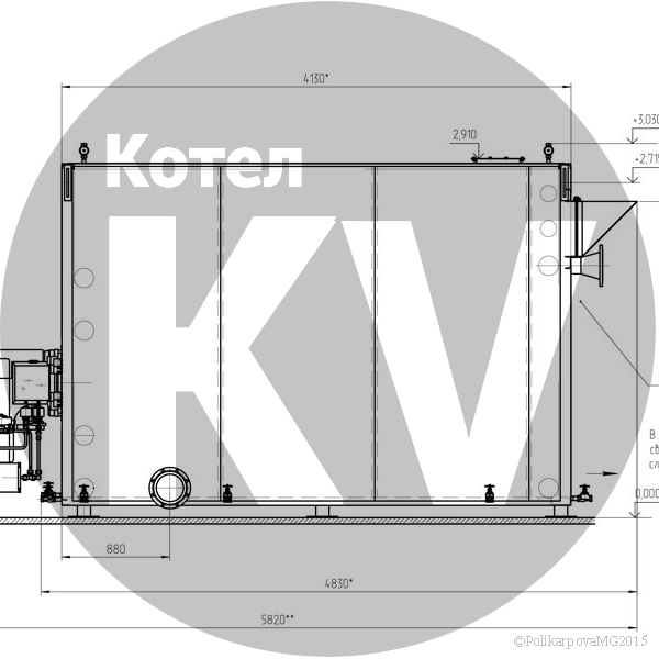 Чертеж котла 3,5 МВт Газового