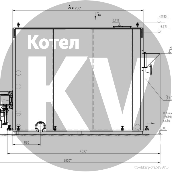 Чертеж котла 4 МВт Газового
