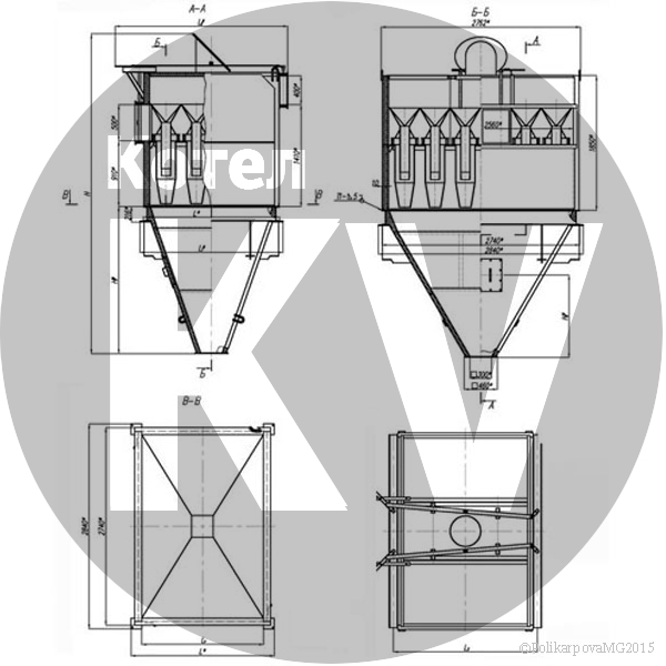 Чертеж циклона БЦ 259-(4x4)