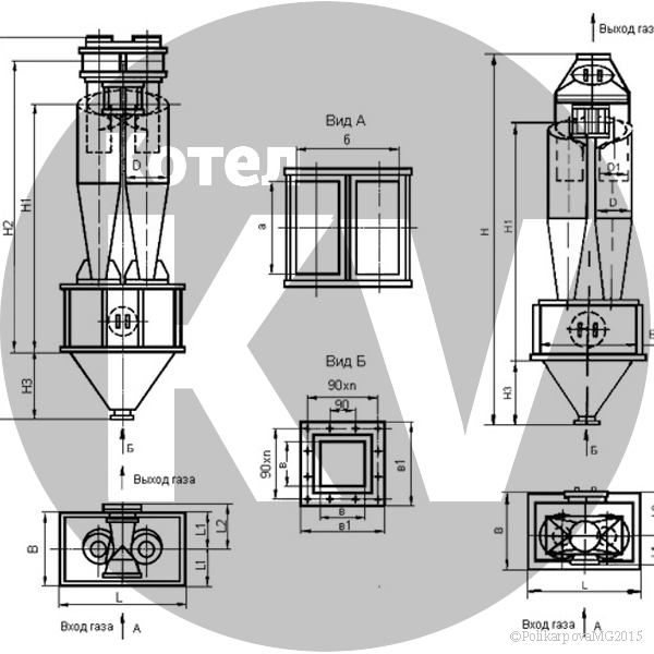 Чертеж циклона ЦН-15-600-2CП