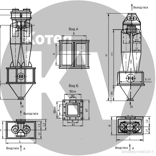 Чертеж циклона ЦН-15-300-2УП