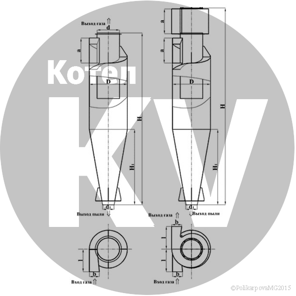 Чертеж циклона ЦН-15-300