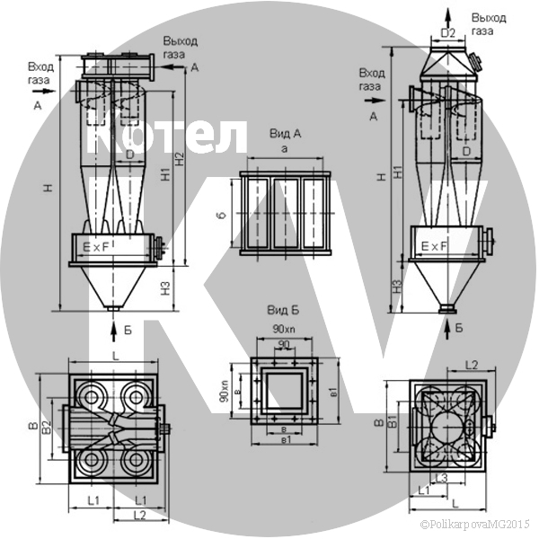 Чертеж циклона ЦН-15-500-4CП