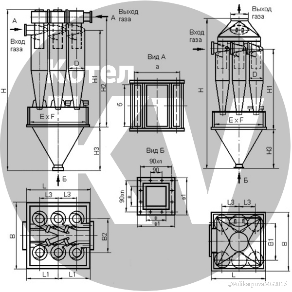 Чертеж циклона ЦН-15-500-6СП