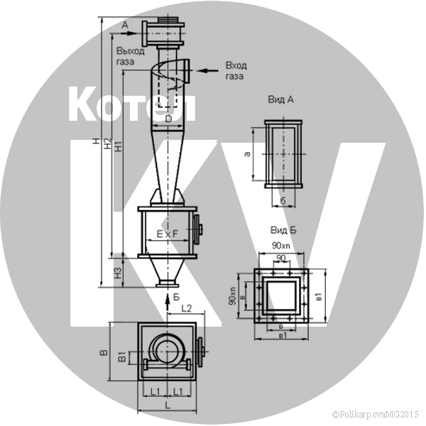 Чертеж циклона ЦН-15-900-1УП