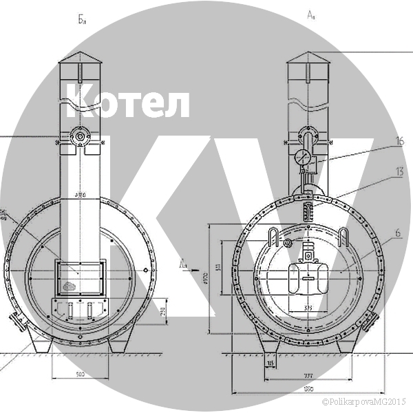 Чертеж парогенератора 300 кг газового фронт котла
