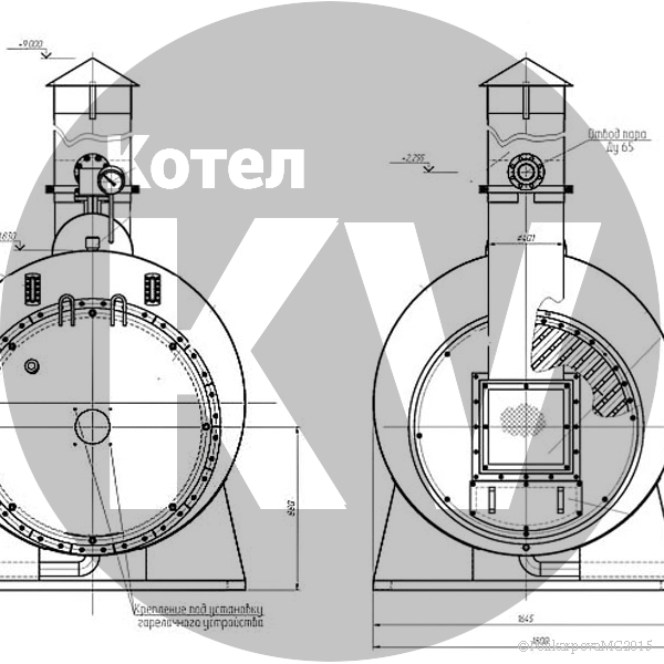 Чертеж парогенератора 500 кг газового фронт котла